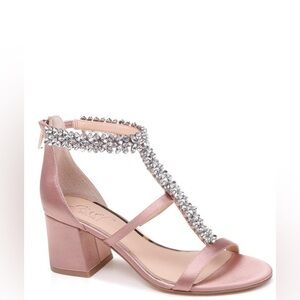 Jewel Badgley Mischka Janica Block Heel Pink Sandal